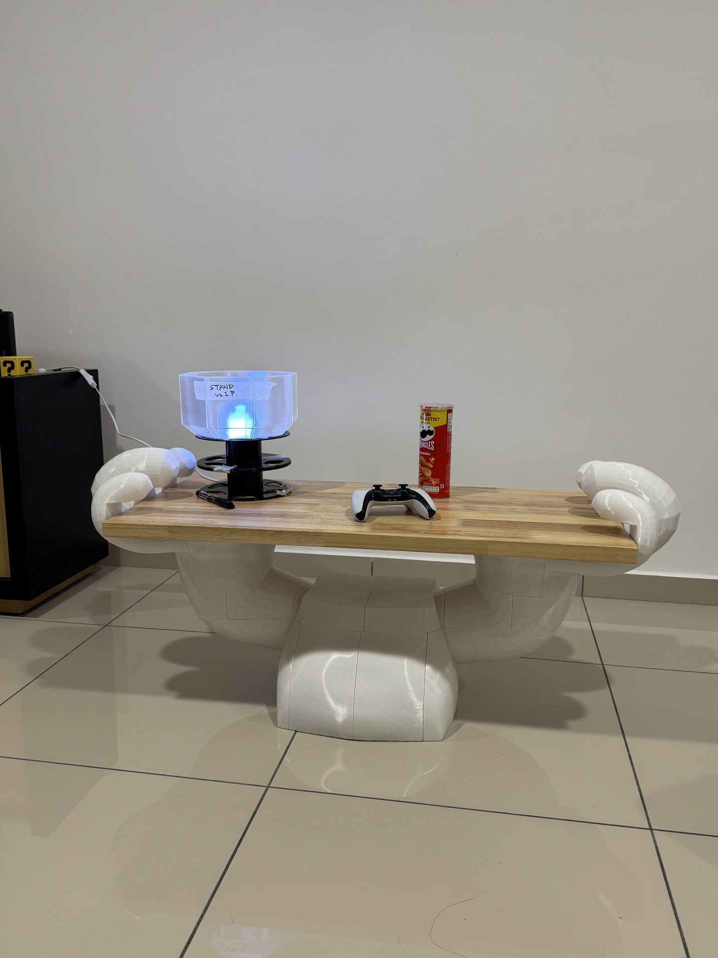 3D printed desk with wooden top