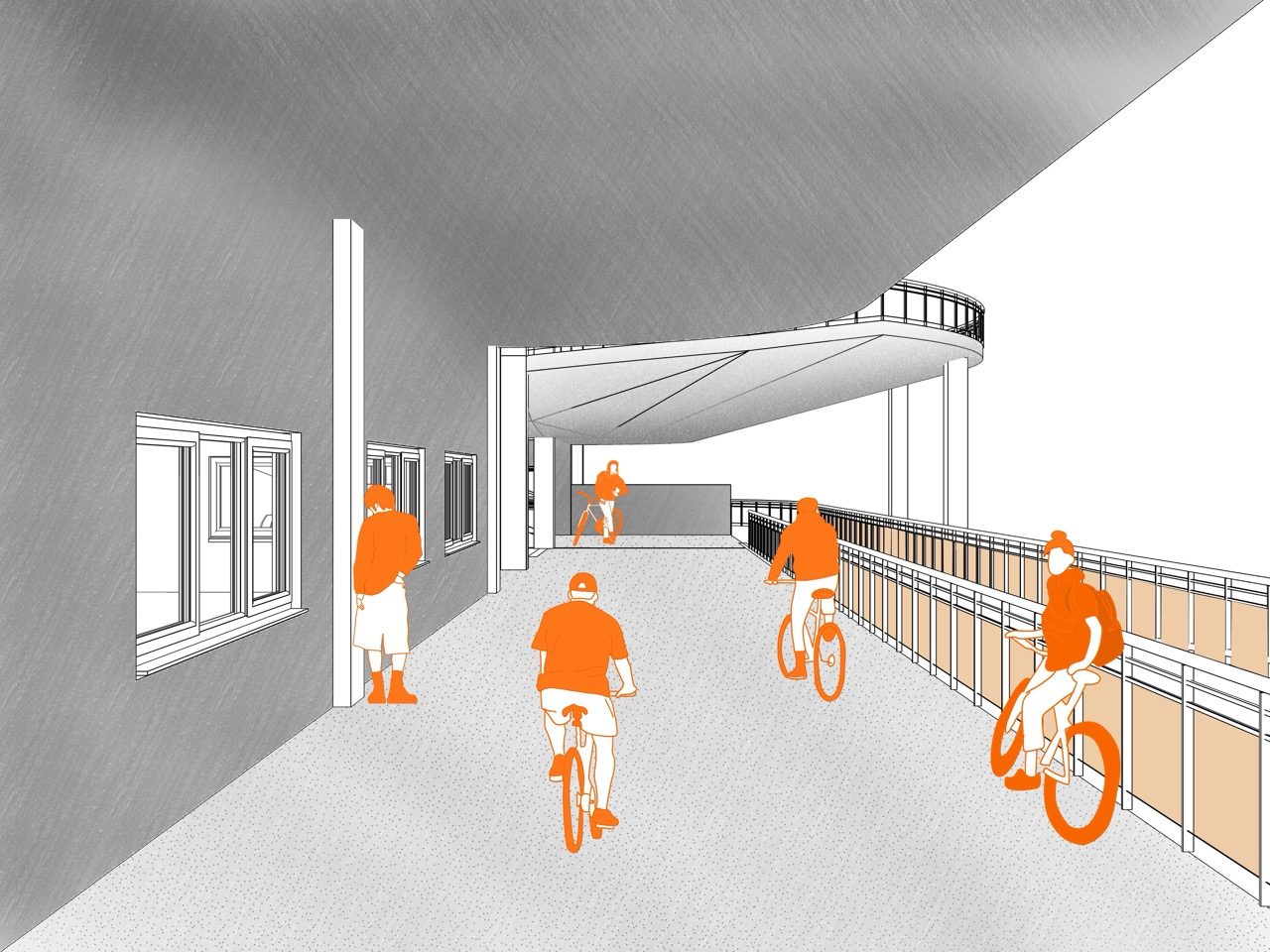 Interior cycling ramp