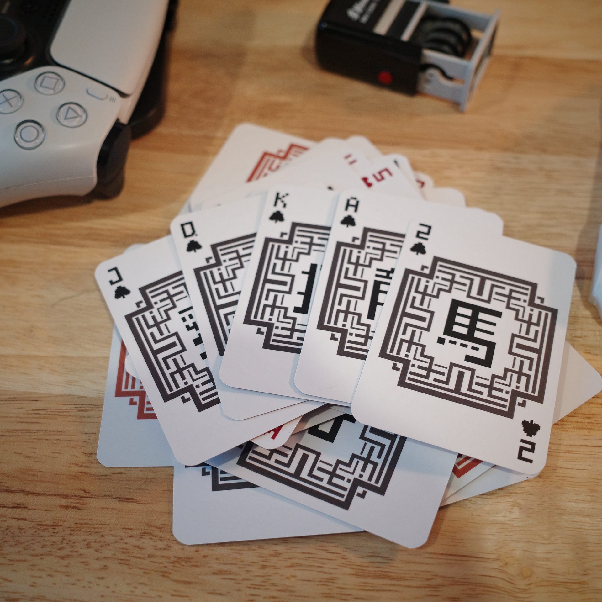 Cards fanned on desk