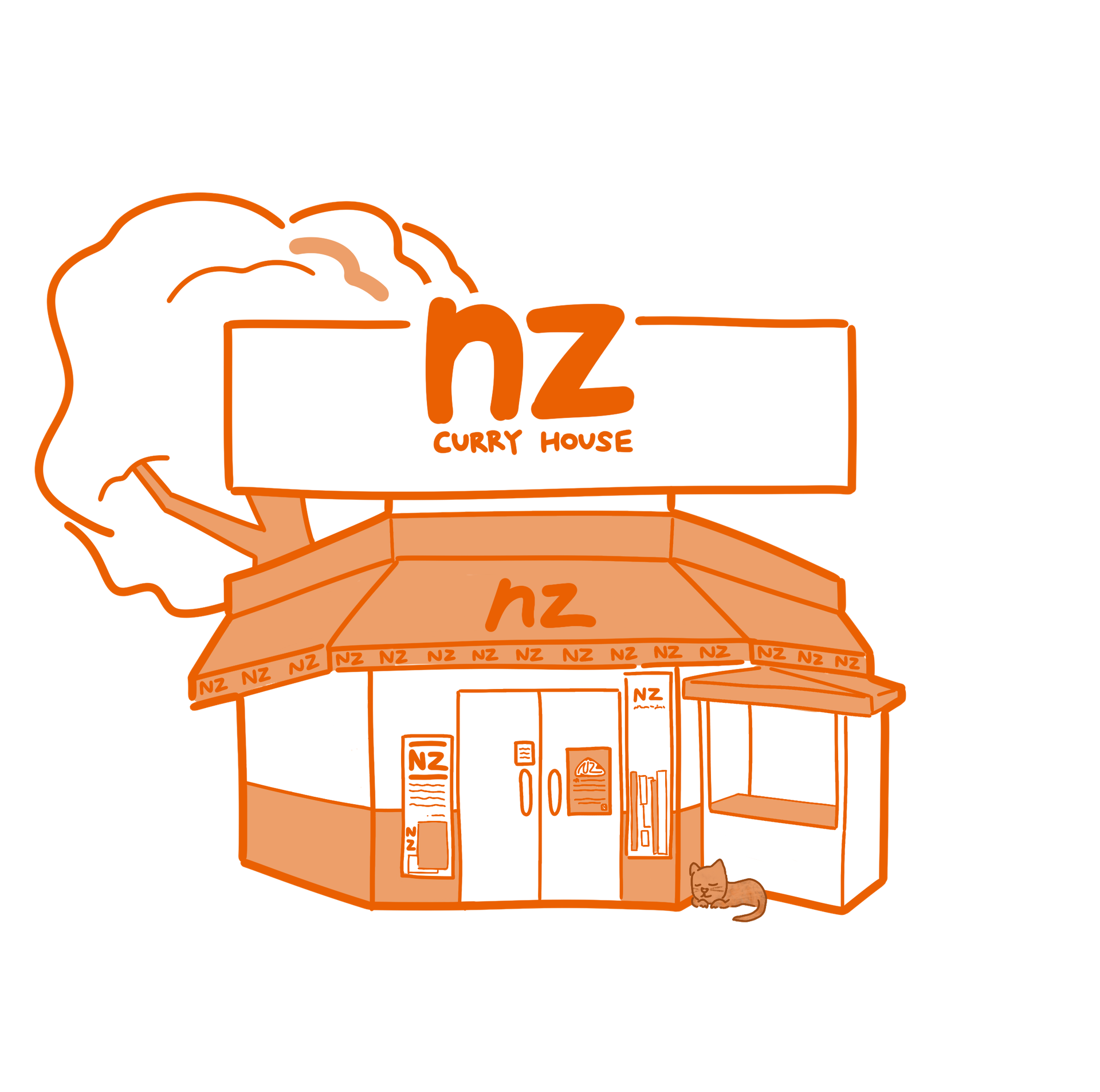 NZ Curry House storefront illustration