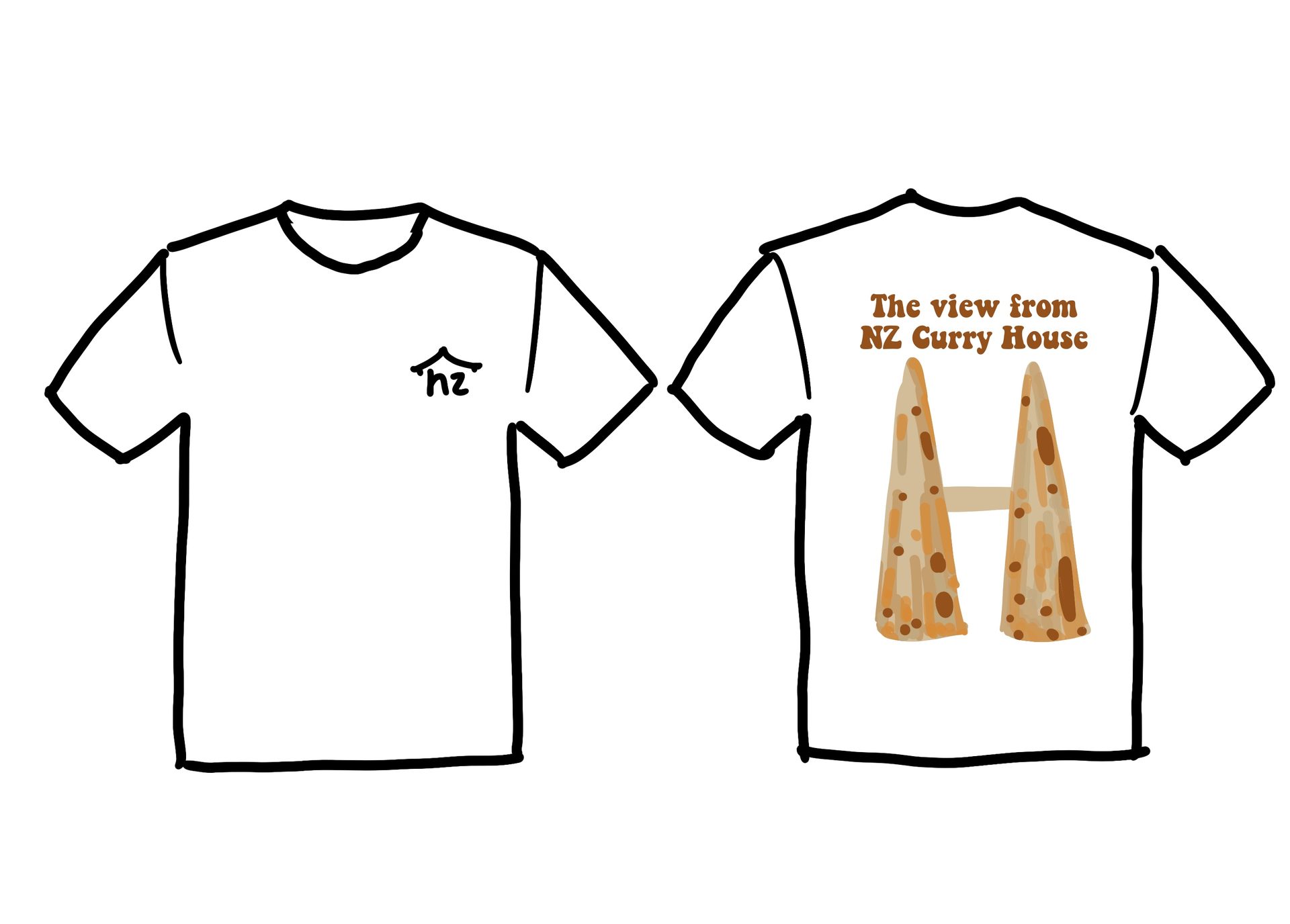 The View from NZ Curry House t-shirt concept sketch